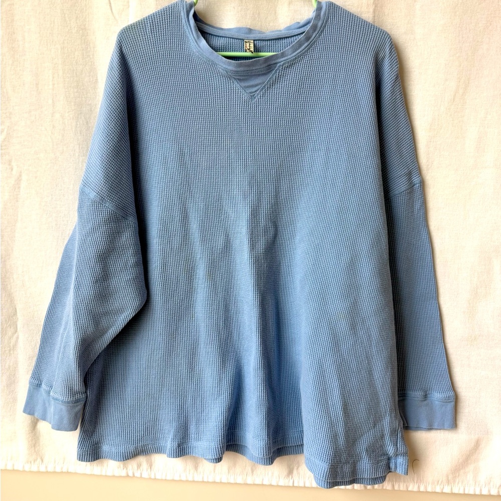Free People Oversize Vintage Waffle Pullover Size Small